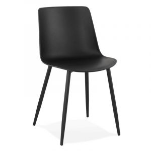 Image de Declikdeco Chaise en Plastique Noir Dossier Rectangulaire EASE