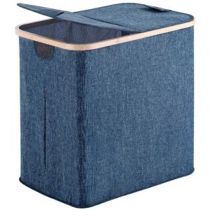 Kiamami Valentina Grand Panier &agrave; Linge En Bambou Et Polyester Bleu