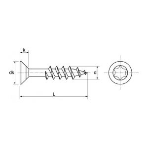 Acton 623093,5X25/17 - Vis pour agglomeré TF six lobes filet partiel inox A2 TX10 3.5x25/17