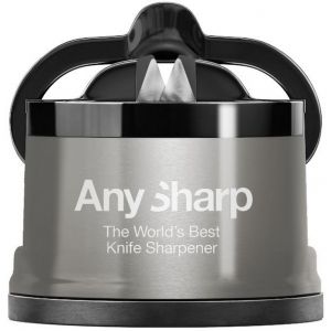 AnySharp Pro Aiguiseur de Couteaux Métal avec Ventouse Métal brossé 6 x 6 x 6,4 cm