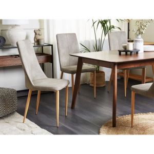 Beliani Lot de 2 chaises de salle à manger en simili-cuir gris clair CLAYTON