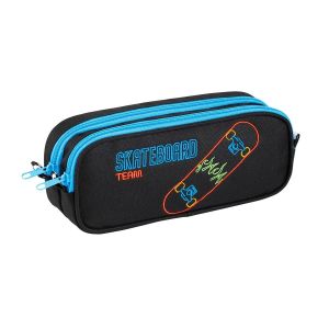 Viquel Trousse scolaire 2 compartiments SKATEBOARD TEAM - Noir - Enfant Garçon