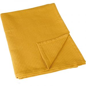 LINDER Plaid nid d'abeille jaune safran 125x180 cm
