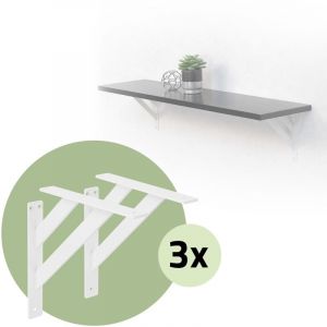 Image de Ml-design - Lot de 6 Supports d'&Eacute;tag&egrave;re, 240 x 240 mm, Blanc, en Aluminium, Robuste, Style Industriel, &Eacute;querre pour &Eacute;tag&egrave;res Murales Flottantes et