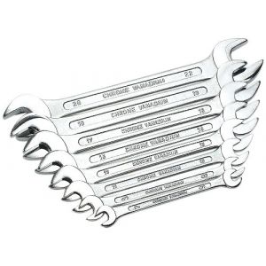 Br&uuml;der Mannesmann Jeu de 8 cl&eacute;s &agrave; fourche - 6 &agrave; 22 mm - Chrom&eacute;