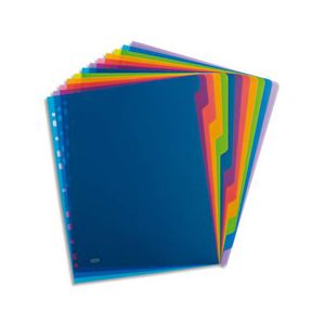 Elba Intercalaires touches neutres SCHOOL LIFE - polypropylène 3/10e translucide - A4 - 12 positions - coloris assortis