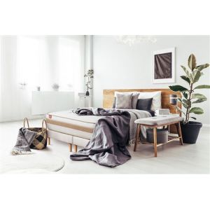 Ensemble sommier matelas LE RAFFINÉ 160x200cm Ressorts ensac s + Mémoire de forme BioVisco Maxi épaisseur 26cm + double sommiers Blanc