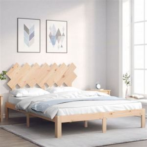 VidaXL Cadre De Lit Avec Tête De Lit 140x190 Cm Bois Massif