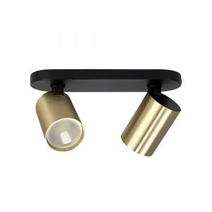 Spot plafond double orientable noir avec spots dor&eacute;s GU10 IP20 MALGA 2 ELEGANT EDO Solutions