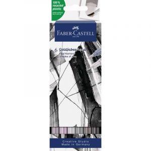 Faber-Castell Sets de 6 feutres Goldfaber Aqua, Nuances de gris, Set