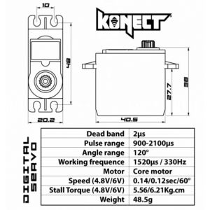 Konect Servo Digital 6kg-0.12s pignons plastique