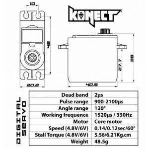 Konect Servo Digital 6kg-0.12s pignons plastique