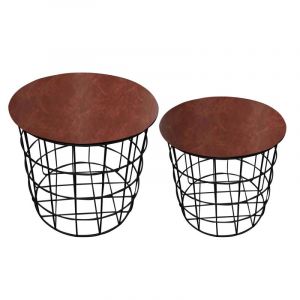 Lot de 2 Tables d'Ap Gigognes "Aude" 75cm Marron Prix