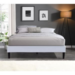 KD - Sommier 120x190 cm Tapissier dhoussable housse lavable Blanc Pieds en 20 cm 2 x 13 Lattes - opale- revetement Tissu 100