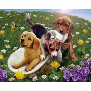 Peinture au num&eacute;ro : Jeux entre amis - sans ch&acirc;ssis en bois