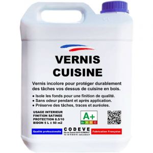 Vernis Cuisine - 5 l - Codeve Bois - Pour La Protection De Votre Meuble Ou Desserte De Cuisine En Bois.