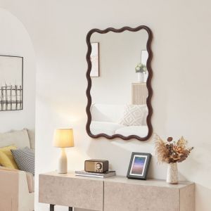 [en.casa] - Miroir mural Porloskid 90 x 60 cm marron foncé