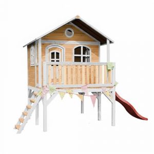 Maisonnette Laura marron-blanc toboggan rouge