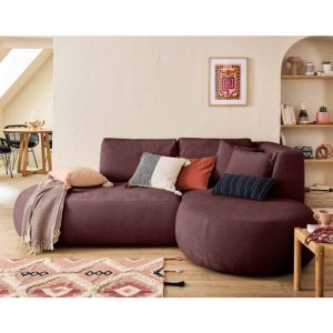 Santorini - canapé modulable d'angle droit - 4 places - en tissu texturé - Prune