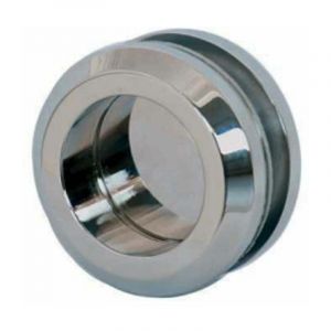 Poign&eacute;e cuvette double ronde pour porte en verre Diam&egrave;tre 58 mm Chrome brillant