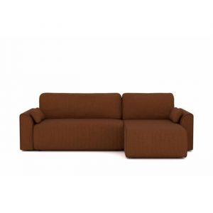 Canap&eacute; d'angle convertible en velours c&ocirc;tel&eacute; 4 places terracotta