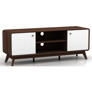 Cassie Meuble TV avec 2 portes en effet noyer blanc