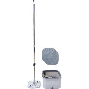 nexxtpc Mop avec seau et syst&egrave;me d'essorage rotatif - 2 mops en microfibres - manche r&eacute;glable - compartiments d'eau s&eacute;par&eacute;s - avec distributeur de savon