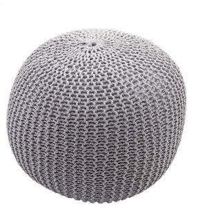 Décoshop26 Tabouret repose pieds pouf aspect tricot à grosse maille 40x50cm gris TABO04007