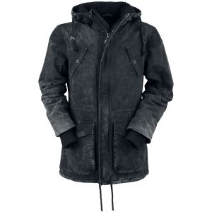 Veste d'hiver de Rock Rebel by EMP - Parka De Style Vintage Avec Capuche En Tissu Éponge - M à XXL - pour Homme - gris