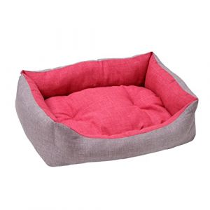 Baroni Home Lit pour Chien, Panier rectangulaire, Coussin pour Animaux Domestiques pour Chambre à Coucher, Salon, Couloir - Gris et Bordeaux,