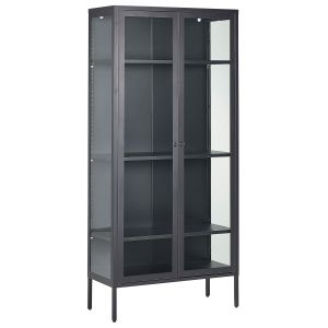 Beliani Armoire Noire en Acier et Verre 176 x 80 x 35 cm avec Vitrine Industriel Harty - Noir
