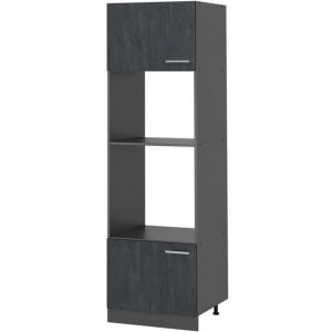 Vicco armoire micro-ondes R-Line, B&eacute;ton noir, 60 cm