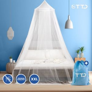 TTD Moustiquaire XXL de haute qualité 2 personnes avec sac de voyage - Polyester - Lavable en machine - Moustiquaire 1 personne - Moustiquaire bébé - Moustiquaire - Moustiquaire - 65 x 250 x 1250 cm - Anneau et kit de montage inclus