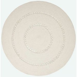 Homescapes - Tapis rond tiss&eacute; &agrave; plat en coton ajour&eacute; Beige, 120 cm - Beige