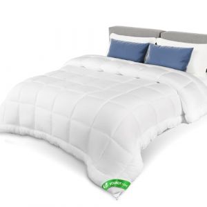 Couette temperee doux avec rembourrage polyester 300gsm 200x200cm blanc