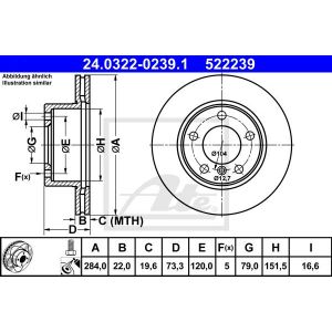 ATE Jeu de 2 disques de frein 24.0322-0239.1