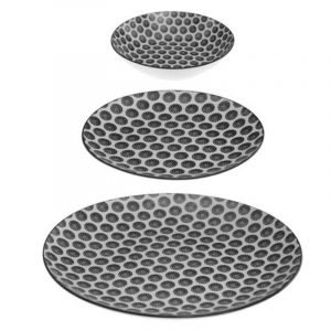 Service de Table 18 Pièces "Bo mia Rond" 27cm Noir Prix