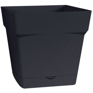 Eda Plastiques Toscane 10,2 L - Pot de fleurs carré avec soucoupe clipsée