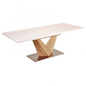 AC-Déco Table extensible 10 personnes - Alaras - 140-200 x 85 x 75 cm - Blanc laqué