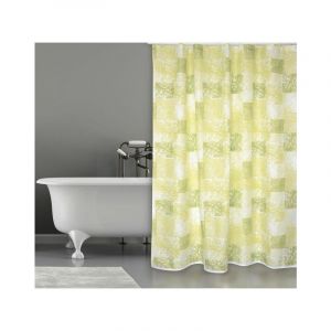 MSV Rideau de douche Polyester JAVA CADIX 180x200cm QUALITÉ PREMIUM Vert - Anneaux inclus - Vert