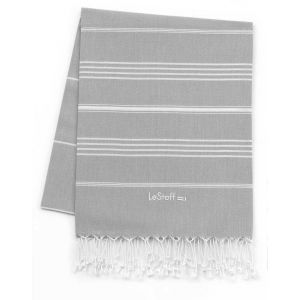 LeStoff Serviette fouta écoresponsable en Coton Bio. Labellisée GOTS. Légère et Ultra absorbante. Grey 95 x 180 cm 114