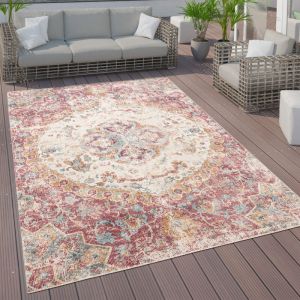 Image de Paco Home - Tapis Intérieur Extérieur, Poils Ras Design Oriental, Coloris Et Tailles Variés 60x100 cm, Rose