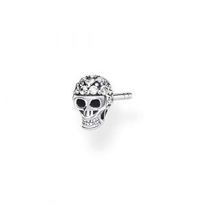 Thomas Sabo Clou d'oreille unique tête de mort argent sterling 925, noirci Gris