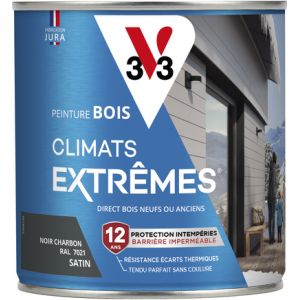 V33 Peinture bois extérieur Climats extrêmes V noir charbon satiné 0.5 l