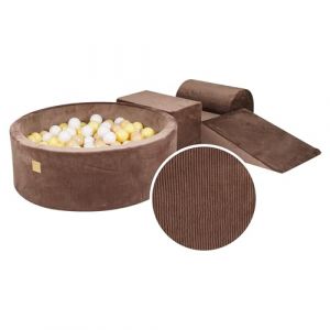 Aire de jeu Mousse Piscine Balles: Beige/Blanc/Jaune W90