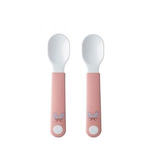 Rosti mepal Cuill&egrave;re d'apprentissage pour b&eacute;b&eacute; Mio - Cuill&egrave;re d'entra&icirc;nement pour b&eacute;b&eacute; - Cuill&egrave;re pour l'autonomie alimentaire - Lavable au lave-vaisselle et sans BPA - Set 2 &ndash; Flowers & Butterflies