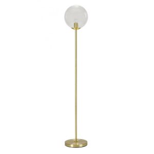 Image de Wadiga Lampadaire rétro en métal doré et globe en verre transparent - 150cm