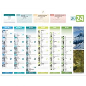 CBG Calendrier mural thème 4 saisons - format 32 x 42 cm - 6 mois par face