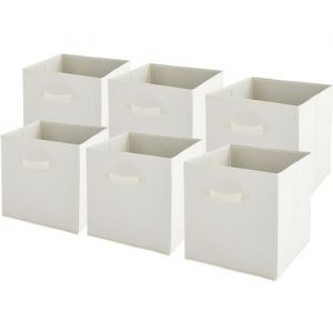 Box and beyond Lot de 6 paniers pliables en tissu blanc 27x27x27cm