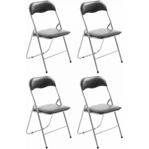 CLP Lot de 4 Chaises pliables Felix, Noir - Argent